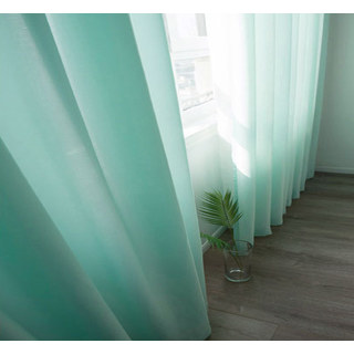 Silk Road Light Turquoise Green Textured Chiffon Sheer Curtain 3