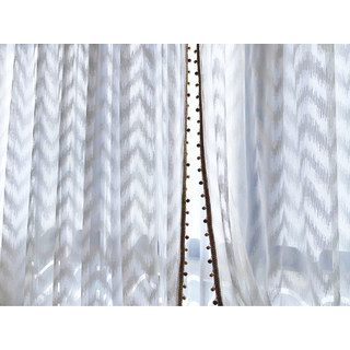 Bohemian Chic Zigzag White Sheer Curtain with Bronze Tassel Detailing 3