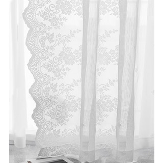 Amanda Ivory Floral Lace Detail Net Sheer Curtain 2