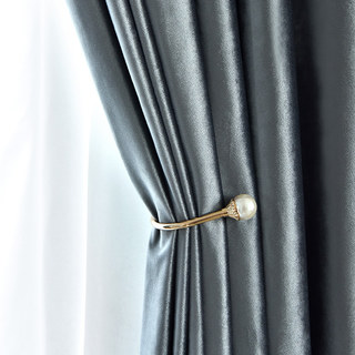 Luxury Metallic Gray Heat Insulating Velvet Blackout Curtains Drapes