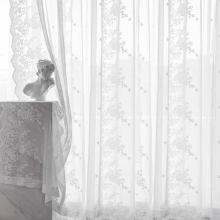 Amanda Ivory Floral Lace Detail Net Sheer Curtain 3