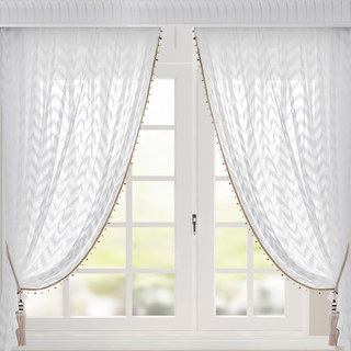 Bohemian Chic Zigzag Ivory White Sheer Curtain 5