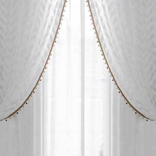 Bohemian Chic Zigzag Ivory White Sheer Curtain 4