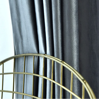 Luxury Metallic Gray Heat Insulating Velvet Blackout Curtains Drapes 5