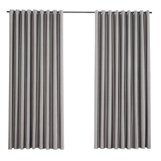 Metallic Silky Rippled Wave Charcoal Gray Blackout Curtain Drapes 10