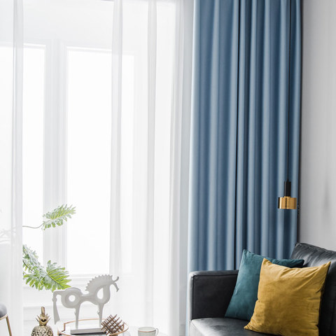 Superthick Baby Blue Blackout Curtain Drapes 1