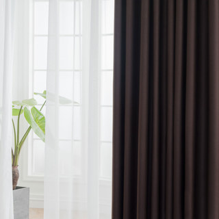 Superthick Coffee Brown Blackout Curtain Drapes 6