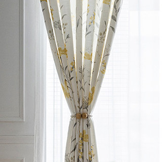 Bringing the Garden Indoors Cream Yellow Floral Jute Style Curtain 8