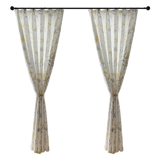 Bringing the Garden Indoors Cream Yellow Floral Jute Style Curtain 10