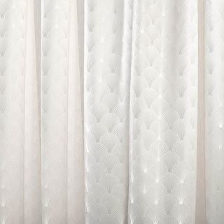 The Roaring Twenties Luxury Art Deco Shell Patterned Cream Ivory Curtain Drapes 4
