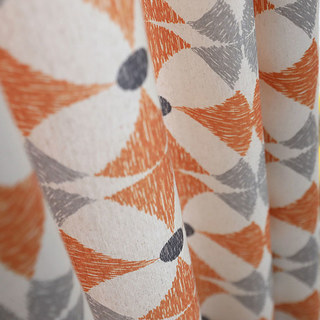 Field of Petals Mid Century Modern Orange Geometric Pattern Curtain 3