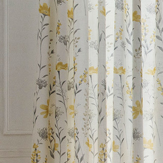 Bringing the Garden Indoors Cream Yellow Floral Jute Style Curtain 6