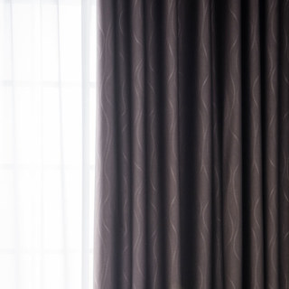 Rippled Waves Superthick Coffee Brown Blackout Curtain Drapes 1