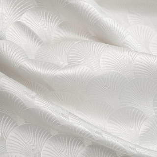 The Roaring Twenties Luxury Art Deco Shell Patterned Cream Ivory Curtain Drapes 3