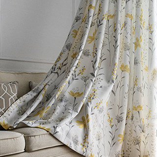 Bringing the Garden Indoors Cream Yellow Floral Jute Style Curtain 9