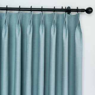 Herringbone Pastel Blue 100% Blackout Curtain Drapes 7