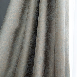 Luxury Metallic Bronze and Blue Gray Jacquard Blackout Curtain Drapes 10