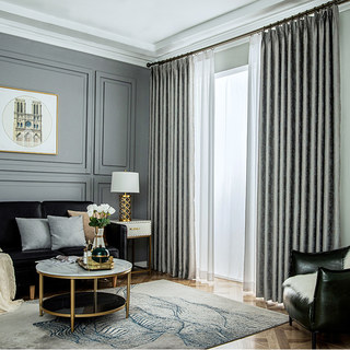Luxury Metallic Bronze and Blue Gray Jacquard Blackout Curtain Drapes 11