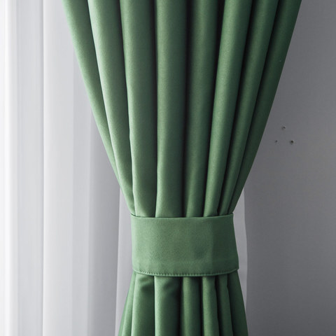 Superthick Olive Green Blackout Curtain Drapes 1