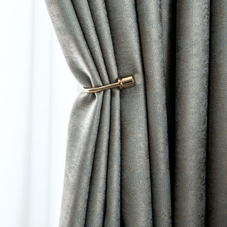 Luxury Metallic Bronze and Blue Gray Jacquard Blackout Curtain Drapes 1