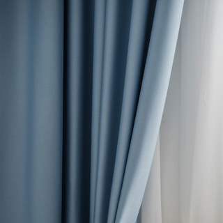 Superthick Baby Blue Blackout Curtain Drapes 9