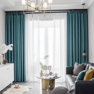 Superthick Turquoise Green Blackout Curtain Drapes 2