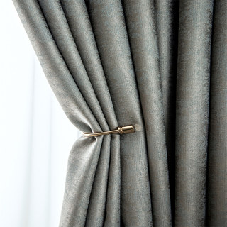 Luxury Metallic Bronze and Blue Gray Jacquard Blackout Curtain Drapes 5