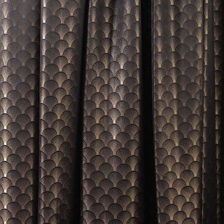 The Roaring Twenties Luxury Art Deco Shell Patterned Black & Gold Curtain Drapes 3