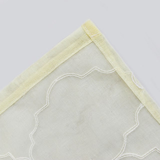 Fancy Trellis Pastel Lemon Yellow Detailed Embroidered Sheer Curtain
