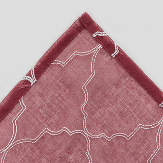Fancy Trellis Wine Burgundy Red Detailed Embroidered Sheer Curtain