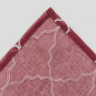 Fancy Trellis Wine Burgundy Red Detailed Embroidered Sheer Curtain 5