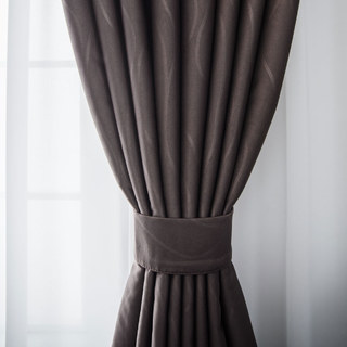 Rippled Waves Superthick Coffee Brown Blackout Curtain Drapes 2