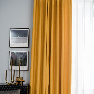 Rippled Waves Superthick Lemon Yellow Blackout Curtain Drapes 8