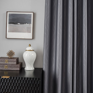 Rippled Waves Supethick Light Gray Blackout Curtain Drapes