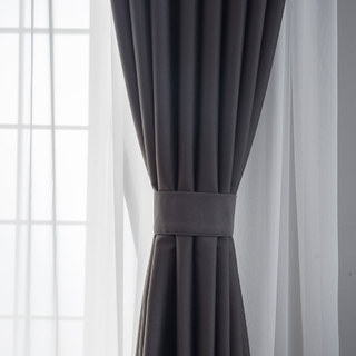 Superthick Dark Gray 100% Blackout Curtain Drapes 2