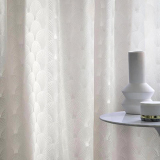 The Roaring Twenties Luxury Art Deco Shell Patterned Cream Ivory Curtain Drapes