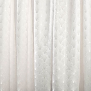 The Roaring Twenties Luxury Art Deco Shell Patterned Ivory White Curtain Drapes 4