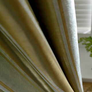 Victorian Stripes Pastel Blue and Bronze Striped Jacquard Curtain Drapes 9