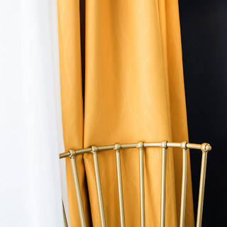 Rippled Waves Superthick Lemon Yellow Blackout Curtain Drapes 3