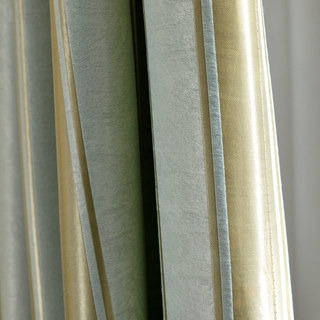 Victorian Stripes Pastel Blue and Bronze Striped Jacquard Curtain Drapes 5
