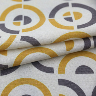 Circle of Life Modern Yellow & Grey Geometric Pattern Cotton Blend Curtain 3