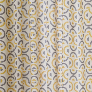 Circle of Life Modern Yellow & Grey Geometric Pattern Cotton Blend Curtain 6
