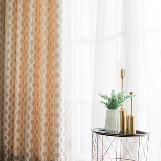 Beaded Lines Light Brown Polka Dots and Stripes Chenille Curtain Drapes 5