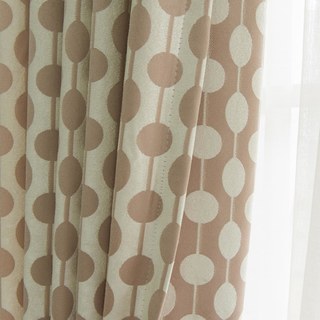Beaded Lines Light Brown Polka Dots and Stripes Chenille Curtain Drapes 2