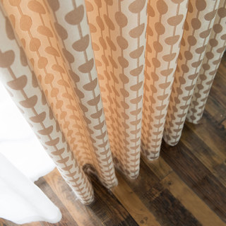 Beaded Lines Light Brown Polka Dots and Stripes Chenille Curtain 6