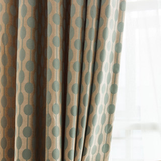 Beaded Lines Pastel Green Polka Dots and Stripes Chenille Curtain Drapes 1