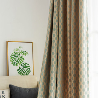 Beaded Lines Pastel Green Polka Dots and Stripes Chenille Curtain Drapes 5