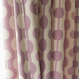 Beaded Lines Pastel Pink Purple Polka Dots and Stripes Chenille Curtain Drapes 6