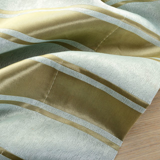 Victorian Stripes Pastel Blue and Bronze Striped Jacquard Curtain Drapes 11