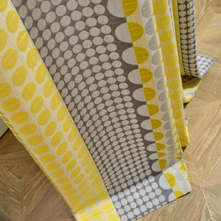 Obsessed with Polka Dots Modern Crushed Jacquard Yellow Charcoal Gray Geometric Patterned Curtain 10